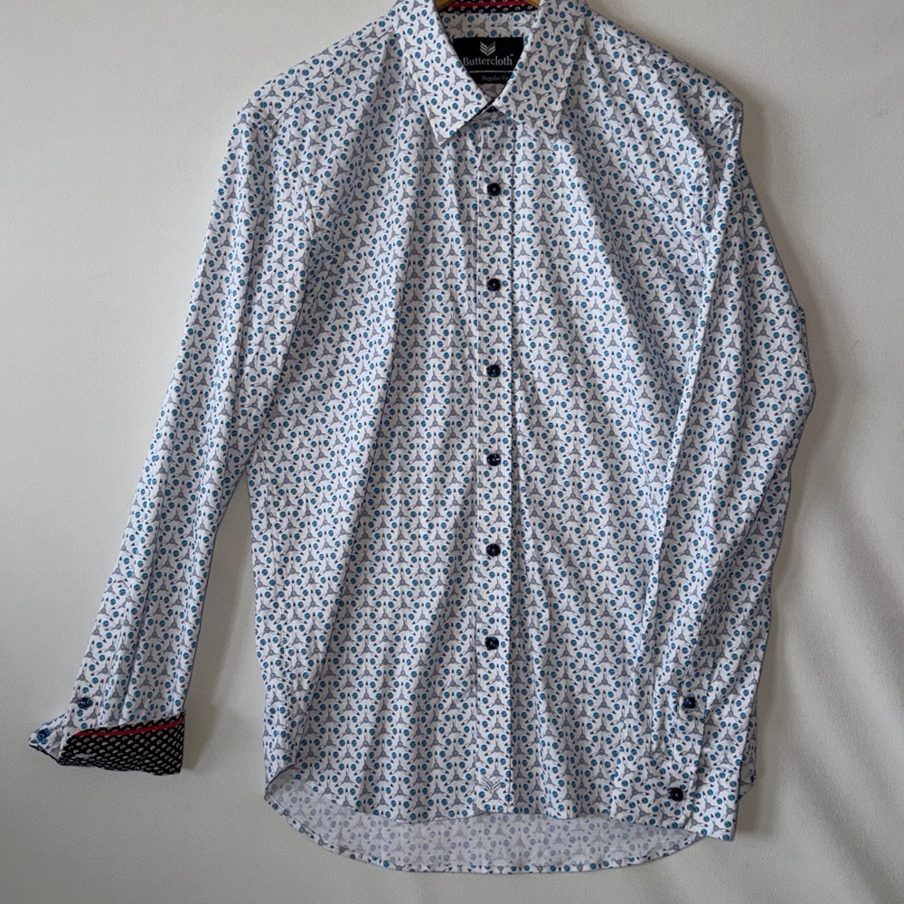Buttercloth Men’s Propeller Aviation Button Down Shirt Size Medium